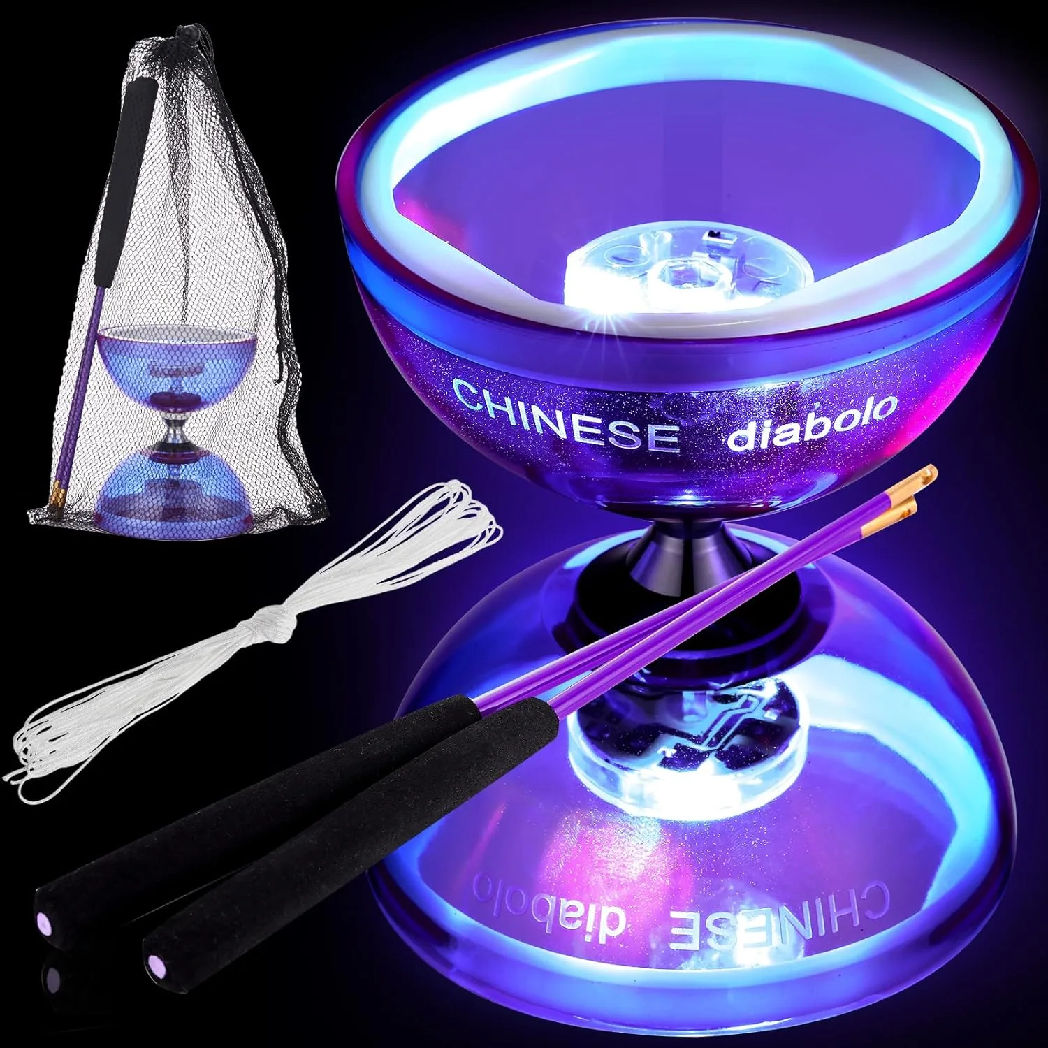 Mainan Diabolo Chinese Yoyo Triple Bearing String Stick
