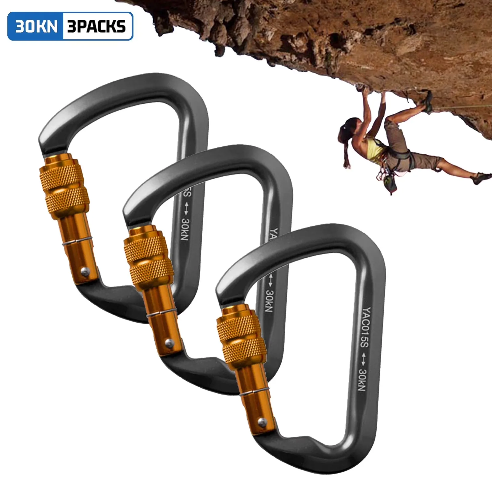Carabiner Metal Heavy Duty 25KN Climbing Locking