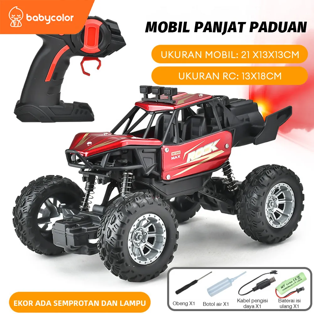 Babycolor Remote Control Car Toy Off-Road Climbing 2WD Car RC Rock With Spray Function 2.4GHz Remote Control Car Toys Boys Toys