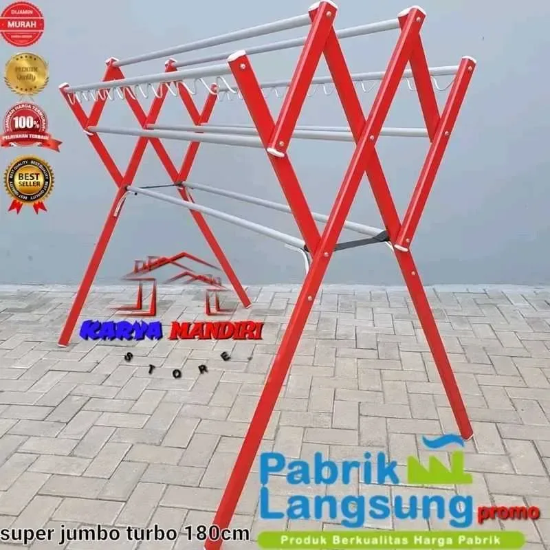 Jemuran Baju Aluminium Lipat 180cm 9 Pipa