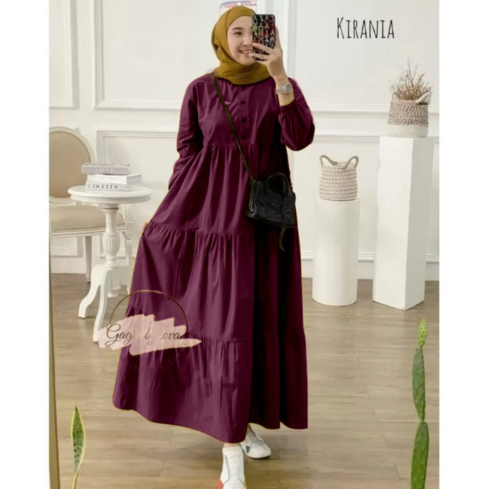 pakaian wanita midi dress jumbo bahan  katun twill  muslim terbaru 2025  dres kekinia korean style gamis midi polos burgundi  bahan  terbaru baju lebaran aju kondangan terlaris mewah elegant busui bumil grosir fuchia lemon